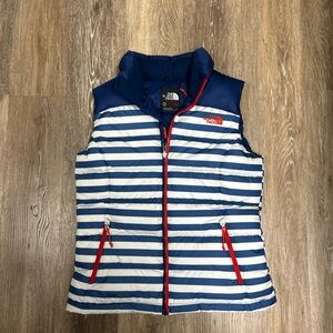 The North Face RU/14 700 Puffer Down Vest Women’s Small Olympics Edition Striped